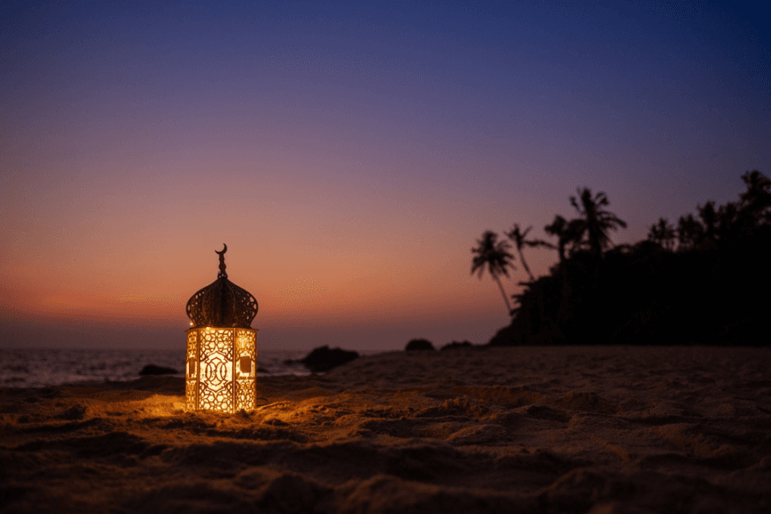 Ramadan lantern at sunset